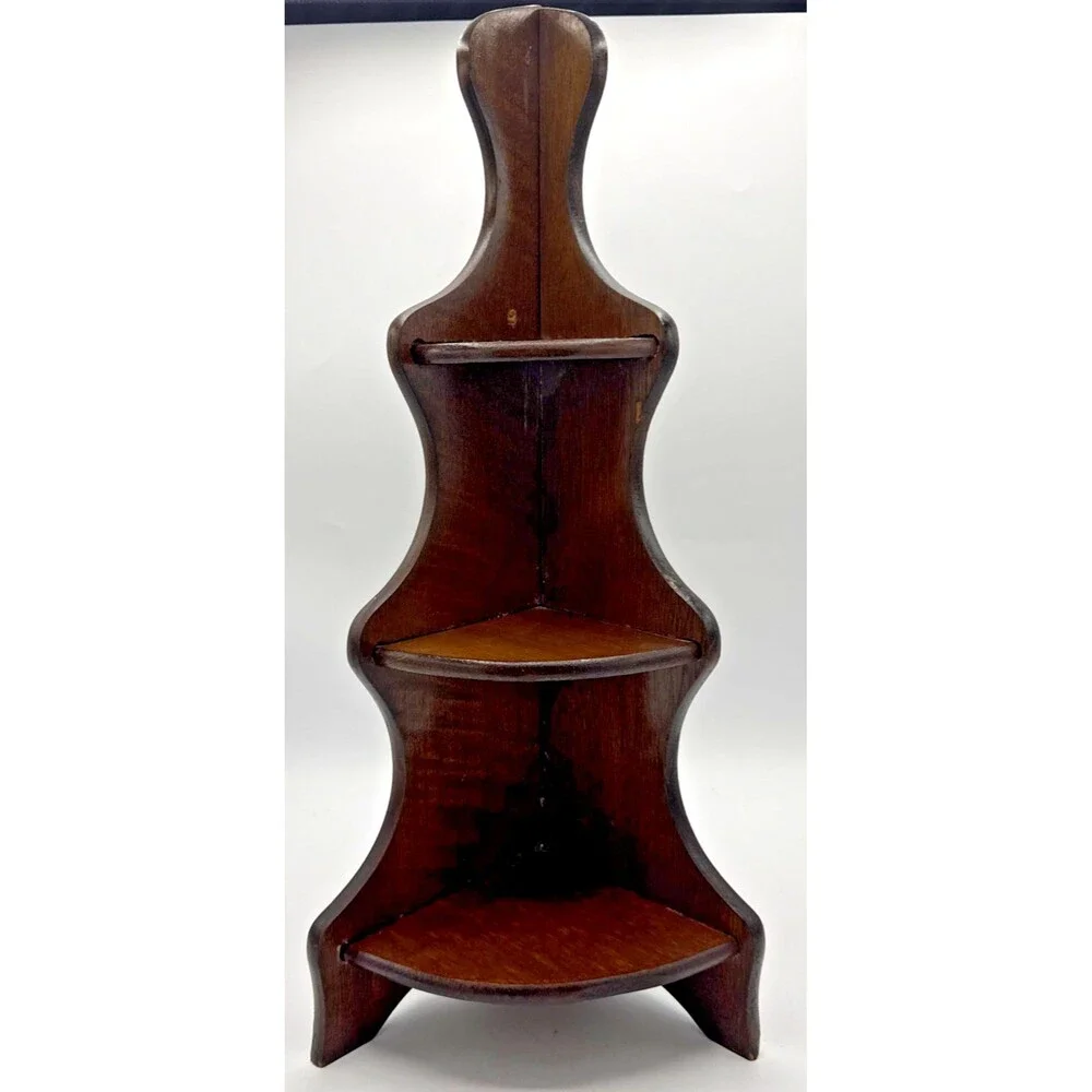 Vintage Wooden 3 Tier Wall Corner Shelf Display Shelf Hanging/free Standing 20
